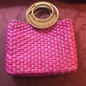 Hot Pink Straw Handbag
